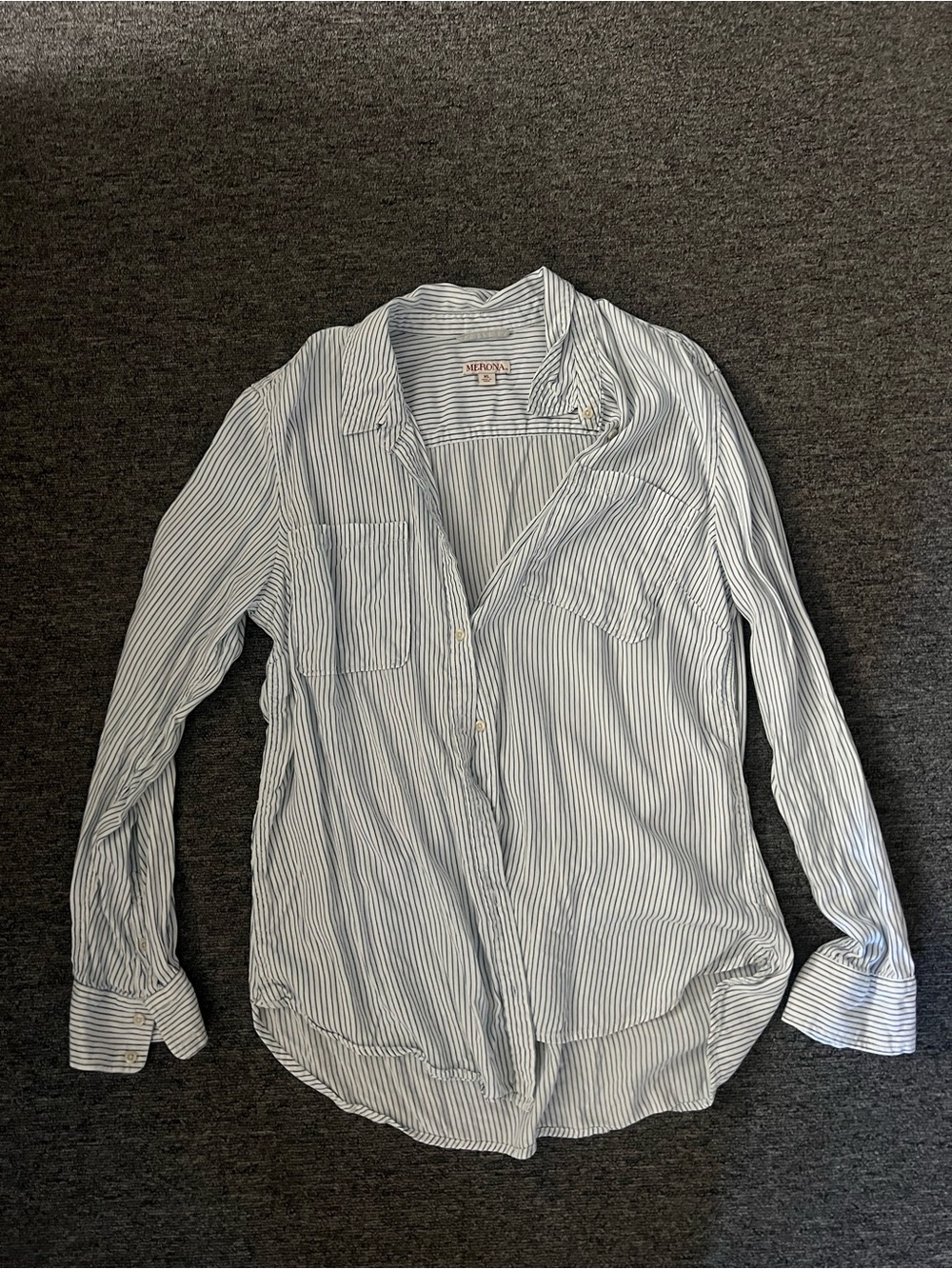 Merona Blue and White Striped Button Down Shirt